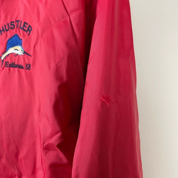 Mens Vintage NYLONS USA Red Snap Front Hustler Hatteras Embroidered Jacket Large - Picture 4 of 8